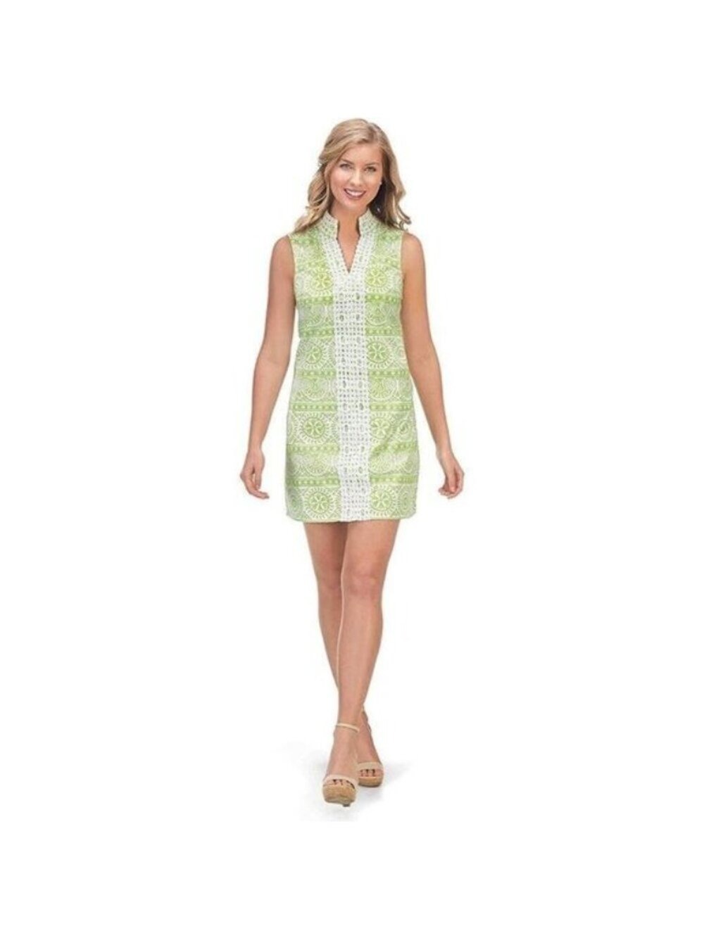Mud Pie Willow Crochet Dress Citrus Green Large